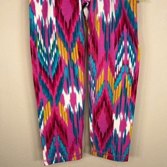 XS NEW OLD NAVY COLORFUL LEGGINGS TRIBAL PINK HIGH RISE STRETCH  ATHLETIC - Picture 2 of 11